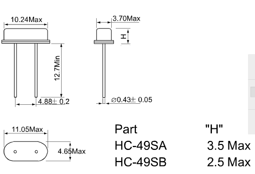 HC49 SMD 12 Mhz Oscillator throught Hole Crystal Clock Oscillator