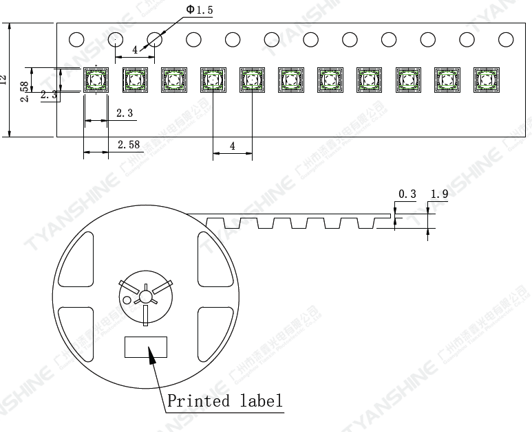 Ceramic SMD2020 LEDs 3Watt Red Green Blue White PC-Amber Lime Yellow 1000mA