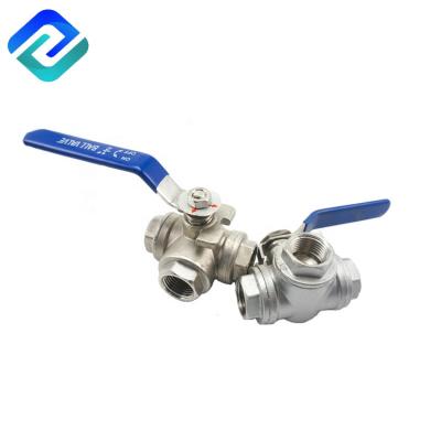 SS316 Full Bore Steel Fixed Three Way Casting Ball Valve