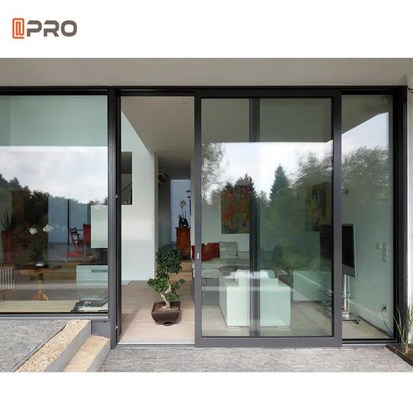 ISO9001 Soundproof Pocket Doors Aluminum Interior Sliding Glass Patio Doors With Screen