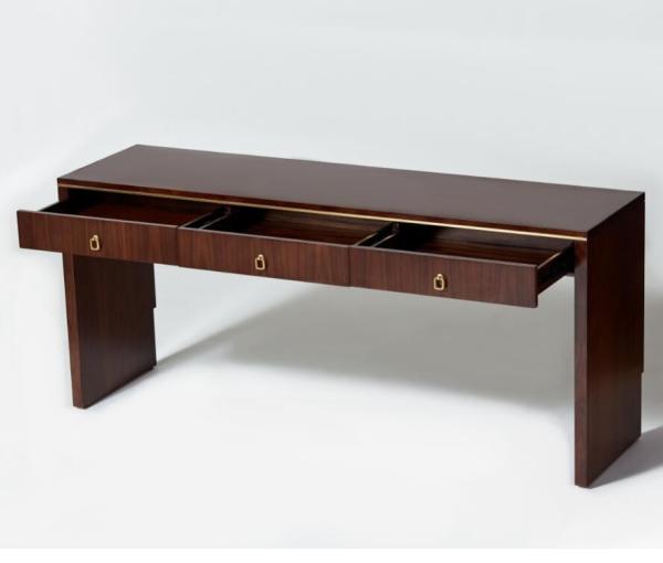 Walnut Wood Veneer Writing Desk With Drawers For Modern Hotel Bedroom