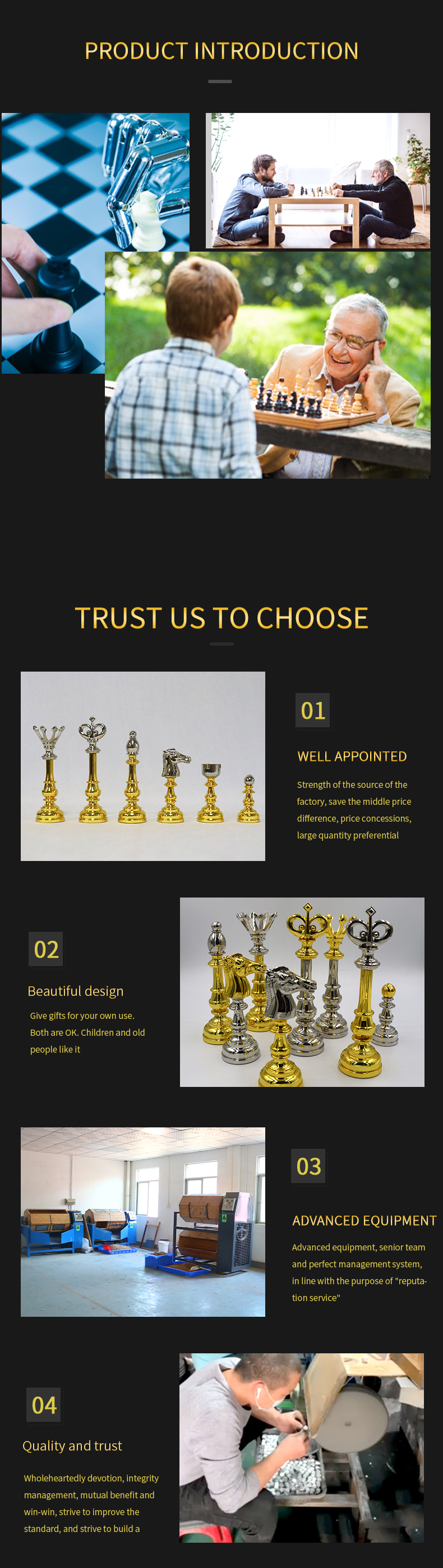 Luxury Zinc Alloy Material Chess Set with 40*40*3.5cm Size and Customized Logo Chess Board