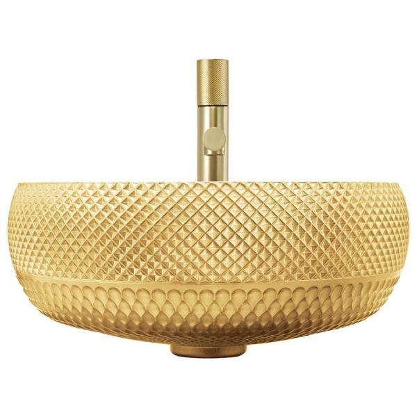 Electroplated coating Glass Vessel Basins Crystal Bath Wash Sinks In 18K Gold Color