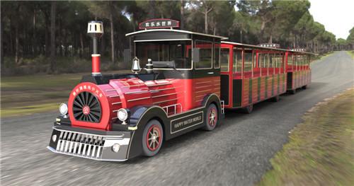 42 Seater Mini Trackless Train With Metal Structure Beam 76 KW Rated Power Petrol Engine