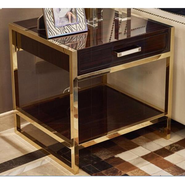 High End Hotel Bedside Tables 1 Drawer For 5 Star , Marble Top Nightstand