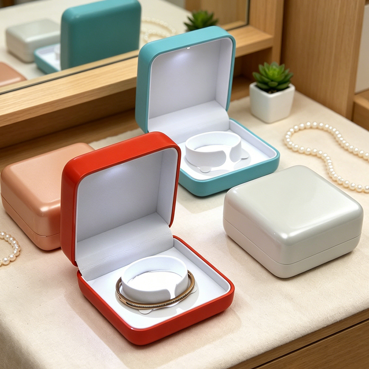 Luxury LED Bracelet Box Multi Color Plastic Jewelry Box For Wedding Valentine