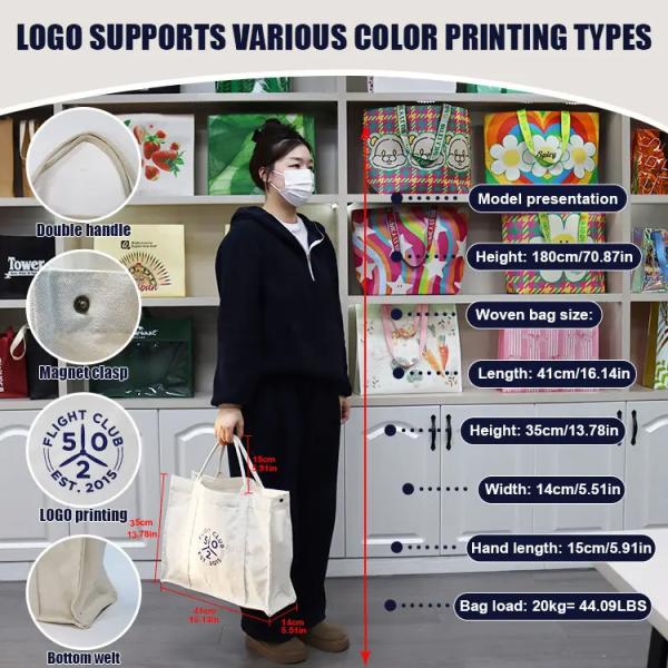 Women Customized Reusable Bags Canvas Tote Bag 10oz With Leather Handles Hot Sale Wholesale Eco-Friendly Canvas Tote Bag Custom Printing Logo Canvas Cotton Shopping Bag