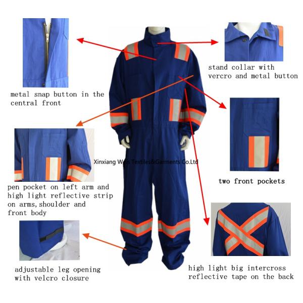Blue Cotton Fr Reflective Coveralls / Flame Resistant Insulated Coveralls