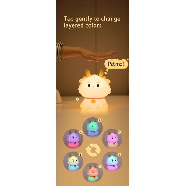 Smart Voice Dragon Charge With Sleeping Silicone Pat Creative Night Light Gift Colorful Atmosphere Light