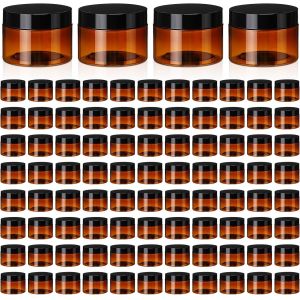 Competitive Amber Plastic Wide Jar with Lid Pet Cosmetic Jar Rounded Bottom Cosmetic Pet Bottle with High Quality