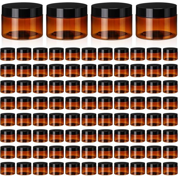 Competitive Amber Plastic Wide Jar with Lid Pet Cosmetic Jar Rounded Bottom Cosmetic Pet Bottle with High Quality