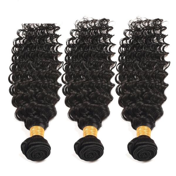 Natural Black Virgin Human Hair Bundles Without Lice / Machine Double Weft
