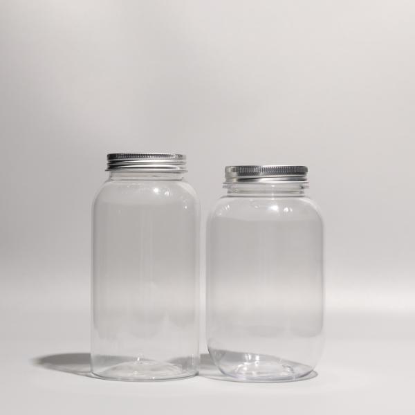 Customized Logo Round Clear Empty PET Bottle With Screw On Aluminum Lid