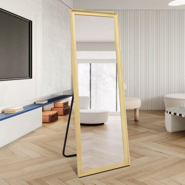 Slim Profile Full Length Contemporary Standing Mirror  For Bedroom Corner