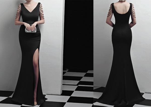 Mermaid Sexy Wedding Bridesmaid Dresses , Small Tail Elastic V Neck Ball Gown