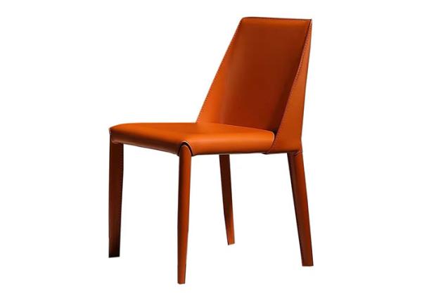 Rubber Feet Commercial Dining Chairs Metal Frame Saddle Leather