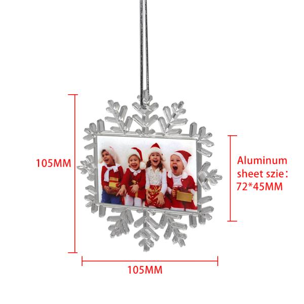 Personalised Christmas Tree Decorations Plastic Sublimation Snowflake Blank Sublimation Christmas Ornaments