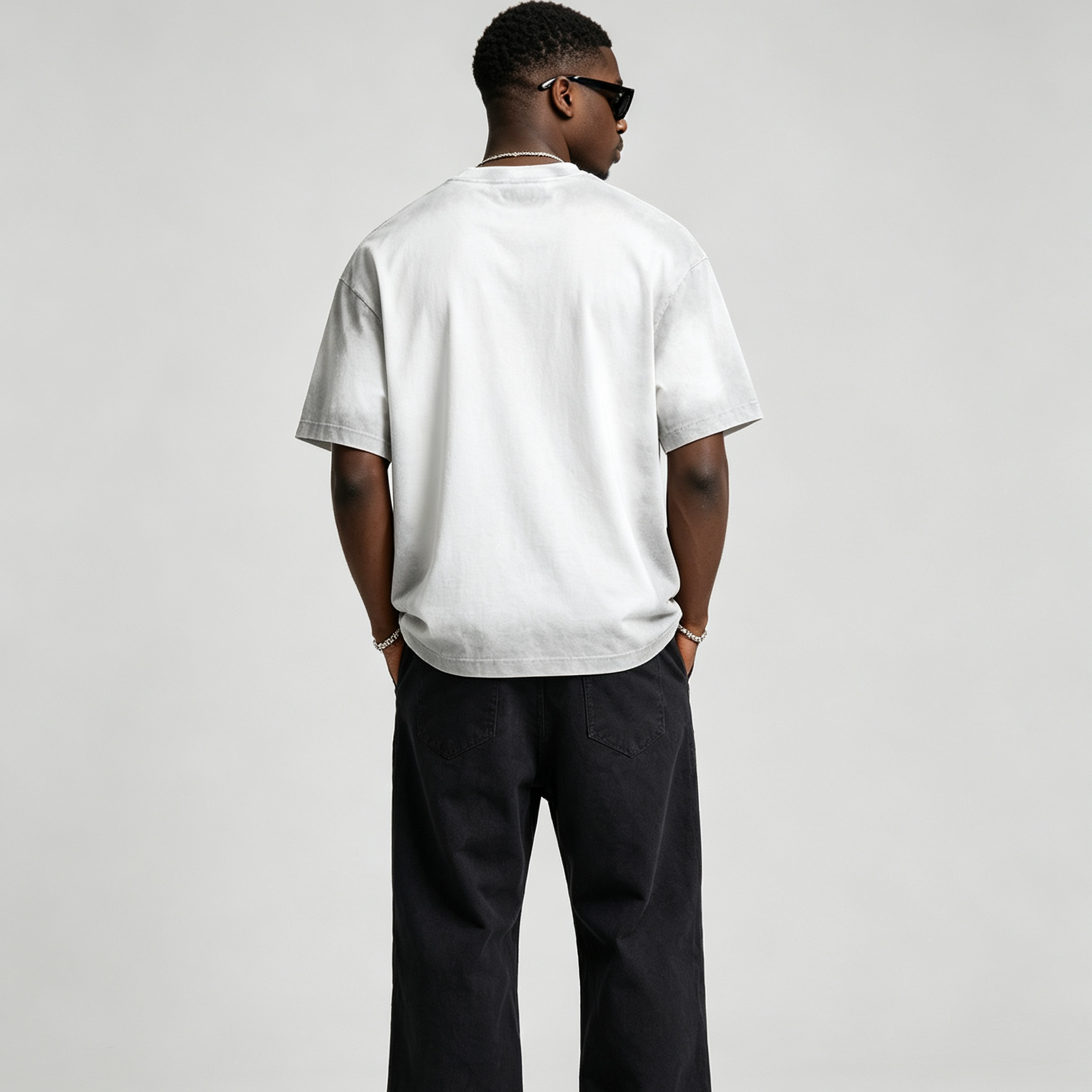 310GSM Basic Crew Neck Tee 100% Cotton Oversized Drop Shoulder T Shirt Heavyweight
