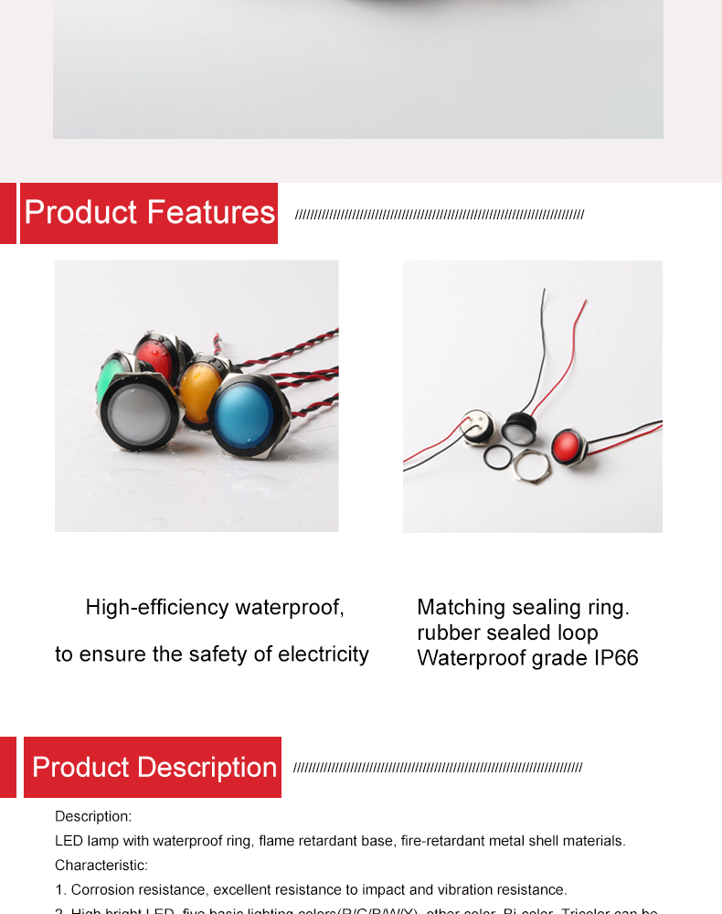 22mm Alumina LED Metal Indicator Light 3V/6V/12V/24V/110V/220V Ball Head Indicator Lights