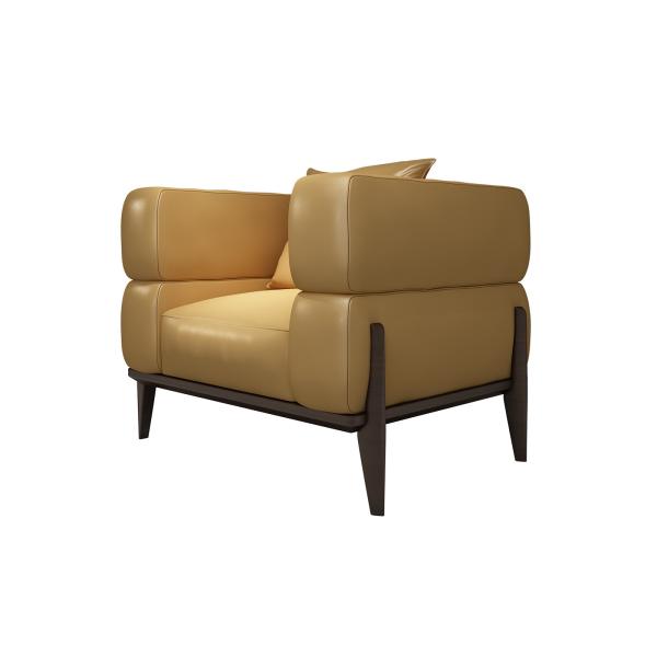 Nordic style of Hotel hall furniture Luxury single sofas in Walnut wood legs with Leather cloth made by Chinese factory