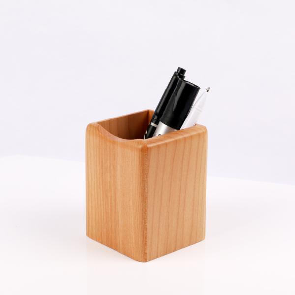 Square shaped Beech wooden pen holder