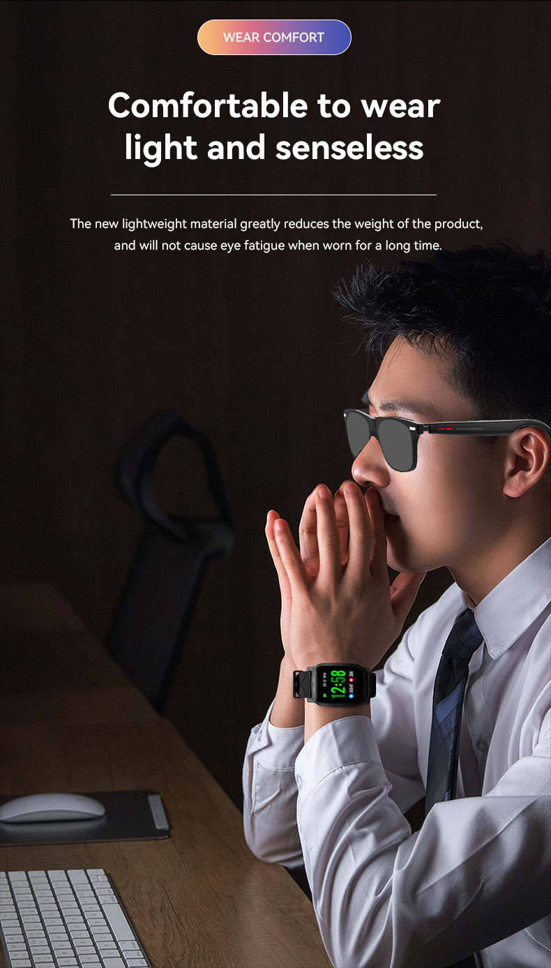 SHUNXIANG D13 Smart Glasses Wireless Audio Semi-open Stereo Surround Sound BT 5.3 Multi-function Call Voice Touch Photo