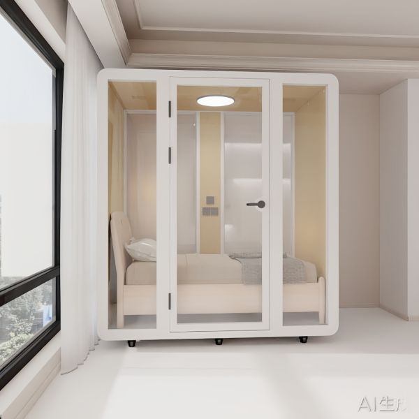 Soundproof Sleeping Pod with 7-Layer Acoustic Structure and 3-Color LED Lighting for Office and Phone Booth Use