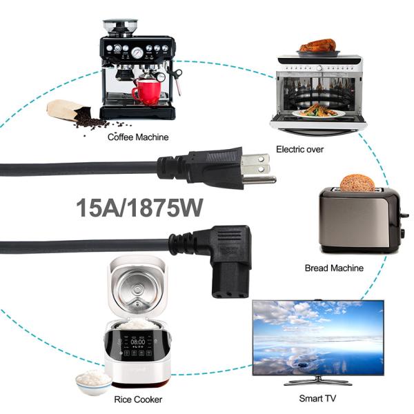 NEMA 5-15P - C13 電源コード 6フィート 14AWG ヘビーデューティー