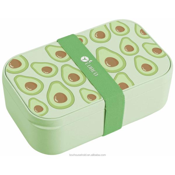 On-the-go Food Grade Custom Logo Eco Microwave Safe Leak-proof Bamboo Fiber Plastic Storage Lunch Box for Kids with Cutlery Set