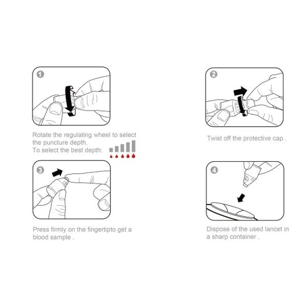Lanceta de sangre ajustable de la seguridad con 5 ajustes de la profundidad, 28G, rosa, 50 PC por la caja