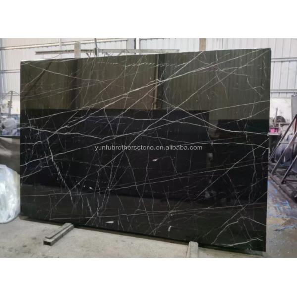 Modern Design Hotel Nero Marquina Big Slab Zimbabwe Black Marble Floors and Stairs