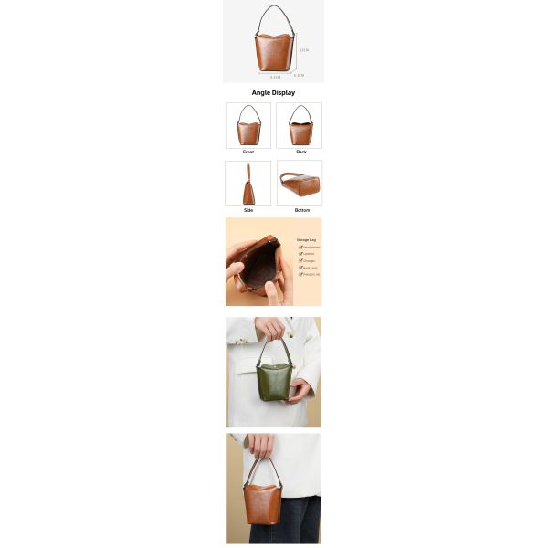 Retro Versatile Soft Leather Exquisite Cute Coin Purse Card Holder Women's Vegetable-Tanned Cowhide Mini Bucket Wallet