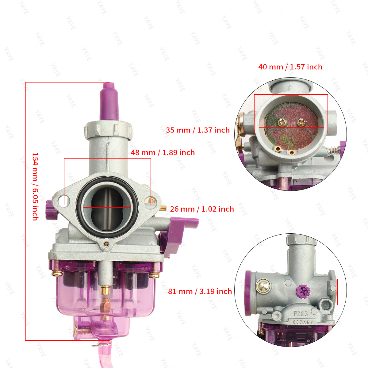 PZ26 Carburetor Multi-Color 7 Options Aluminum Alloy Fuel System For Honda CG125 125cc Motorcycle Replacement