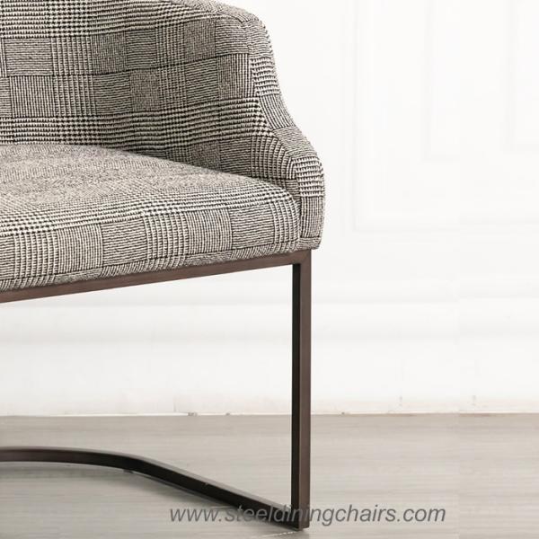 Linen Matte Brass Finished 700mm 600mm Padded Dining Room Chairs