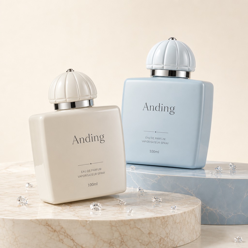 100ml Glass Perfume Bottles Dome Magnetic Cap Square Empty Crimp Neck Spray