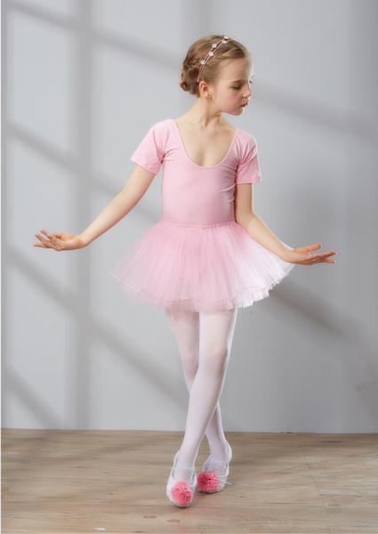 Children cotton ballet skirt girls clothes children's short sleeve dance leotard costumes veil dress