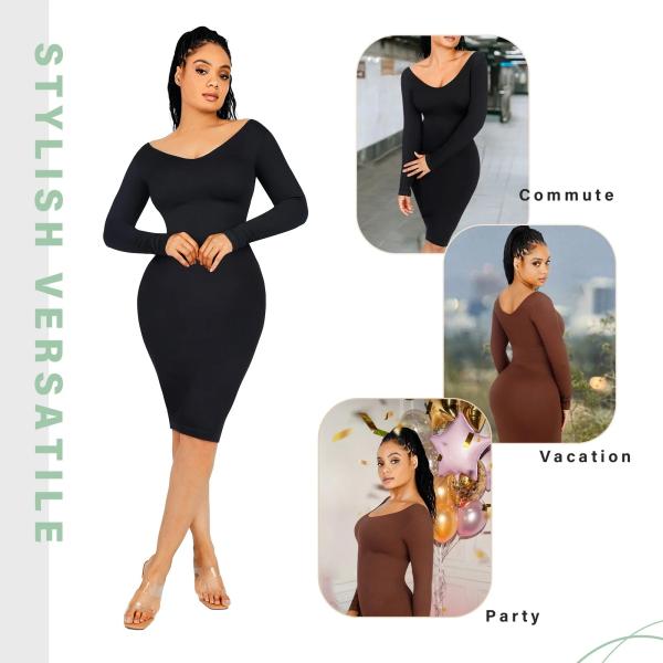 2023 Женское глубокое V шея без швов Body Shaper платье для обрезки талии и Bodycon Fit