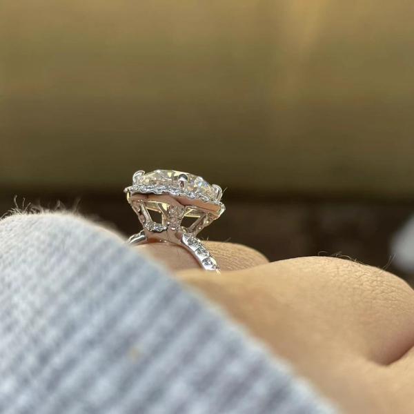 18K настоящее золото DEF VS лабораторно выращенный бриллиантовый кольцо