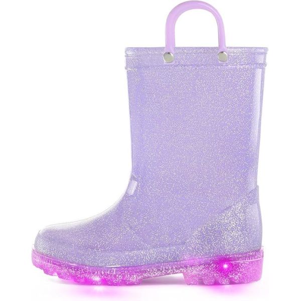 Bottes de pluie pour enfants en PVC fonctionnel avec lumières et poignées, logo OEM, taille personnalisée