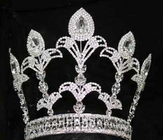 8 inch tall classic pageant rhinestone crowns for pageants of US silver plating manufacturer of china pai crown