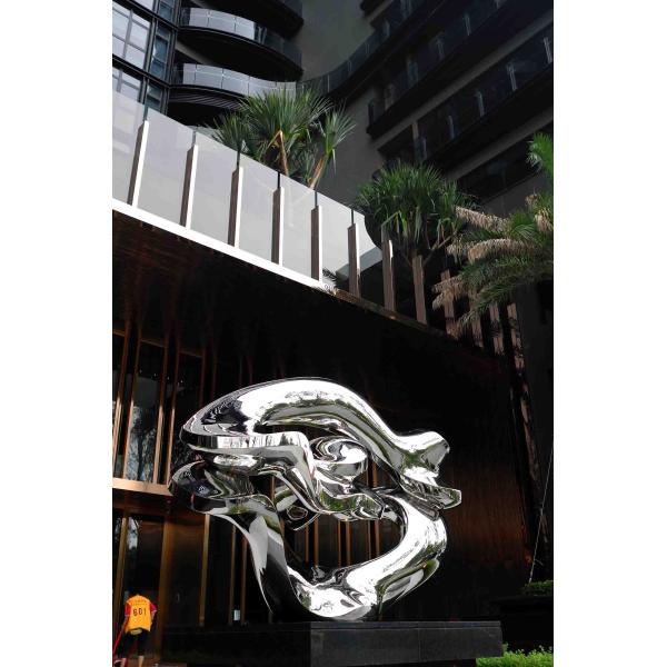 Скульптура металла финиша зеркала на открытом воздухе современная для квадратного украшения