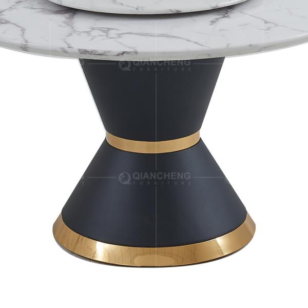 French Style 20mm Luxury Marble Dining Table 200x100x75cm Stainless Steel Frame