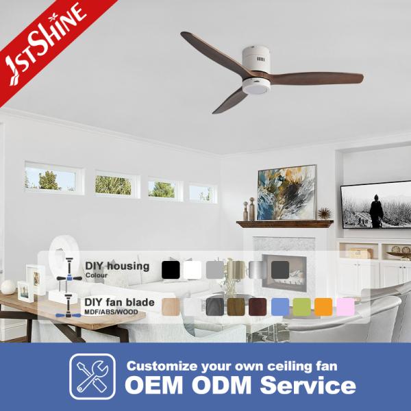 52 Inches Flush Mount LED Ceiling Fan With Light For Hotel