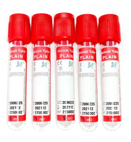 CE ISO Plain Vacuum Blood Collection Tube No Additive 2ml 10ml PET Glass