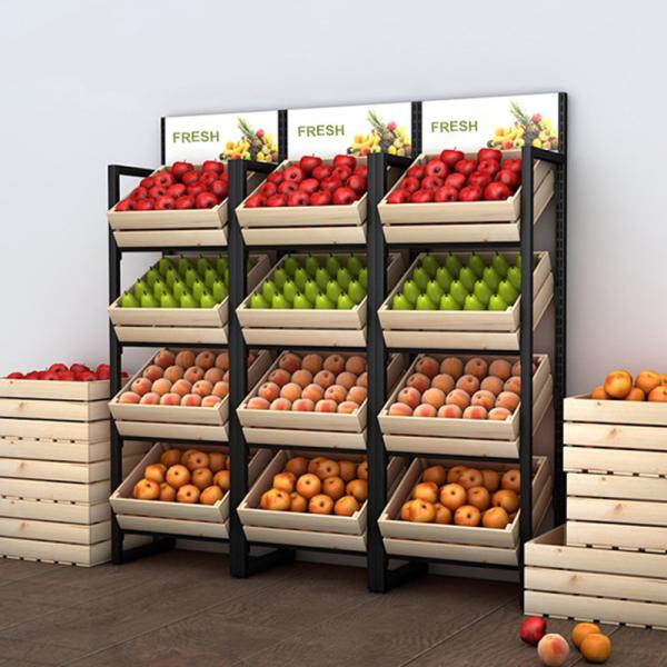 600CM 140CM 50kgs Vegetable And Fruit Display Stand Vegetable Rack For Shop