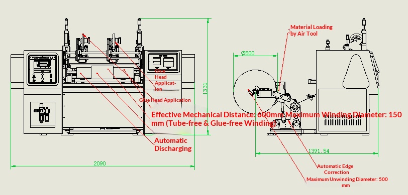 Precise Control Automatic Rewinding Machine 220V Glue Free Rewinding Machine