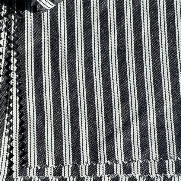 Striped Soft Textured Polyester Cotton Blend Fabric for Women's Clothing and Dresses
