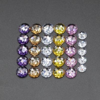 Rose Cut Cubic Zirconia moissanite Round Brilliant Cut Gemstone Heat Treatments Applied