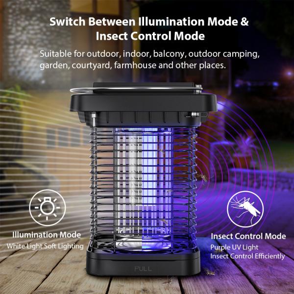 ABS Shell  Solar Mosquito Bug Zapper Light Solar Rechargeable Bug Zapper