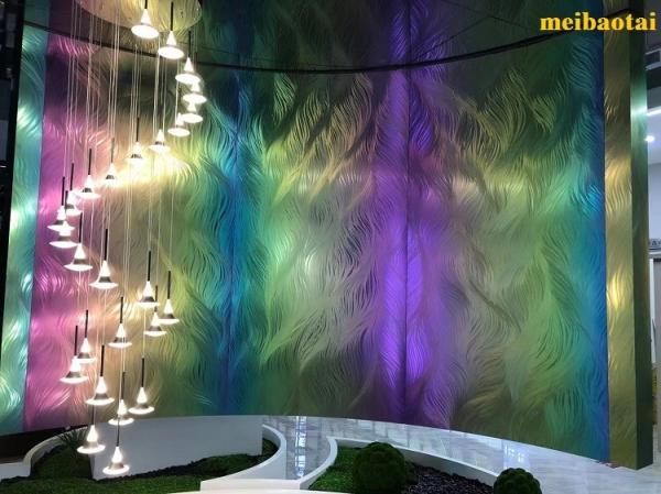 Customized Laser Pattern Rainbow Stainless Steel Sheet Decoration Lobby